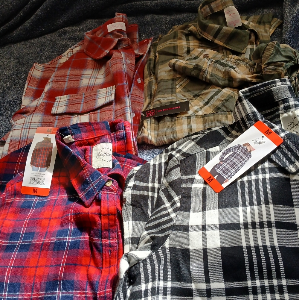 Collection Of 4 New Soft Flannel Shirts Pink Lily 2 Jachs Girlfriend No Boundry